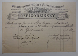 Facture Sainte Marie Aux Mines Czeizorzinsky Buchbinderei - Druck & Papierwaren