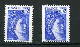 FRANCE - SABINE 0,02 BLEU Gomme Tropicale & Gomme Brillante   -  N° Yvert 1963+1963a - 1977-1981 Sabine Of Gandon