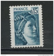 FRANCE - 0,15 BLEU TYPE SABINE G TROPICALE - N° Yvert 1966b ** - 1977-1981 Sabine Van Gandon