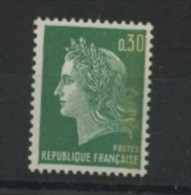 FRANCE - 0,30 VERT CHEFFER TYPO AVEC PHOSPHO - N° Yvert  1611b** - 1967-1970 Marianne De Cheffer