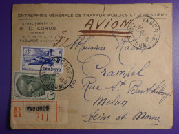 DN6 CAMEROUN BELLE LETTRE RECO  PRIVEE  1939 A MELUN FRANCE ++ AFFRANCH. INTERESSANT - Covers & Documents