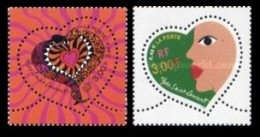 FRANCE 2000 HEARTS LOVE VALENTINE'S DAY COMPLETE SET HEART SHAPE STAMPS MNH - Neufs