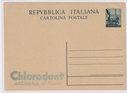 XK 685 - Intero Postale Cartolina Lire 20 Quadriga Pubblicitaria Chlorodont Nuova - Entero Postal