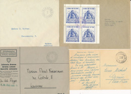 SUISSE POSTE MILITAIRE 4 LETTRES POSTE DE CAMPAGNE FELDPOST AKTIVDIENST 1939 CARTE POSTALE ENVELOPPE COVER - Oblitérations