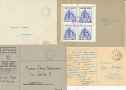 SUISSE POSTE MILITAIRE 4 LETTRES POSTE DE CAMPAGNE FELDPOST AKTIVDIENST 1939 CARTE POSTALE ENVELOPPE COVER - Postmarks