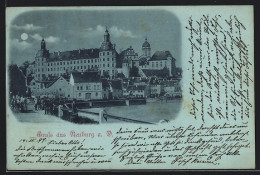 Mondschein-AK Neuburg A. D., Blick Zum Schloss  - Neuburg
