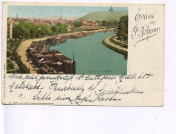 St.Johann Grußlitho Kähne An Der Saar Gl1898 #16.043 - Sonstige & Ohne Zuordnung