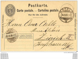 7 - 89 - Entier Postal 5 Cts Cachets à Date De  Näfels Et Zürich 1906 - Interi Postali