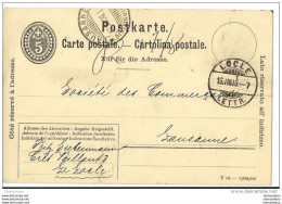 22-88 - Entier Postal 5cts Avec Cachets à Date De Locle Et Lausanne 1906 - Interi Postali