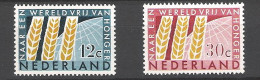 Netherlands 1963 Freedom From Hunger NVPH 784/5 Yvert 767/8 MNH ** - Contro La Fame