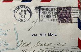 CANADA 1928, SPECIAL FLIGHT, KINGSTON TO QUEBEC, SLOGAN INDUSTRIAL EXHIBITION, KINGSTON & QUEBEC CITY CANCEL, DARCY McGE - Covers & Documents