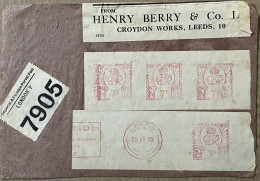 GREAT BRITAIN 1949, COVER FRONT ONLY, CUT OUT IMPERIAL & FOREIGN PARCEL POST, ADVERTISING, HENRY DERRY & CO. METER STICK - Storia Postale