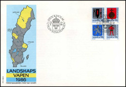 Zweden - FDC - Landskaps Vapen 1986  - - FDC
