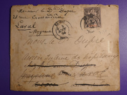 DN6 INDOCHINE LETTRE RARE 1894 HA-NOY A LAVAL FRANCE REDISTRIBUEE  ++ AFFRANCH. INTERESSANT+++ - Briefe U. Dokumente