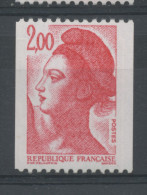 FRANCE -  2F00 Rouge LIBERTÉ N° ROUGE AU DOS -  N° Yvert 2277a** - 1982-1990 Liberté De Gandon