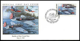 Marshall Islands - FDC - Battle Of The Coral Sea                   - Marshall