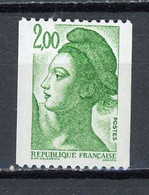 FRANCE -  2F00 Vert LIBERTÉ  -  N° Yvert2487a **  N° Rouge Au Dos - 1982-1990 Libertà Di Gandon