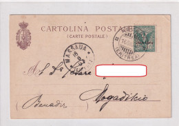 XK 687 - Colonia Eritrea 5 Cent Floreale Soprastampato Su Cartolina Da Asmara A Mogadiscio - Erythrée