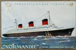 GREAT BRITAIN FRANCE TRANSATLANTIQUE LINE 1937, POSTCARD USED, NORMANDIE  LE HAVRE SOUTHAMPTON, LONDON CITY CANCEL, KING - Cartas & Documentos