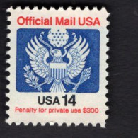 2008963262  1985 (XX) SCOTT O129a POSTFRIS MINT NEVER HINGED Eagle And Shield Bird Vogel OFFICIAL MAIL - Service