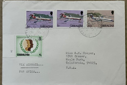 GIBRALTAR 1985, COVER USED TO USA, AIRPLANE, YOUTH YEAR, 4 STAMP, GIBRALTAR CITY CANCEL. - Gibilterra