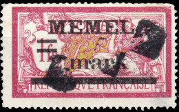 MEMEL - 1920 Yv./Mi.28 2 Mark / 1fr Merson Obl. "stumme Päckchen-Stempel" (obl. Colis Postaux) - Petits Défauts - Gebraucht