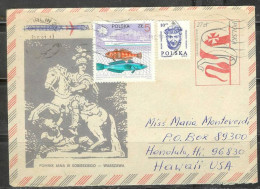 1987 Antarctic Ship & Fish, Postal Envelope To Hawaii - Lettres & Documents