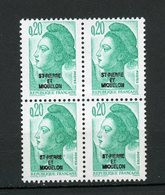 FRANCE - LIBERTÉ 0,20 SURCHARGÉ SPM -  N° Yvert SPM 457 ** EN BLOC DE 4 - 1982-1990 Libertà Di Gandon