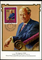 Liechtenstein - MK - 80. Geburtstag S.D. Fürst Franz Josef II                           - Maximum Cards