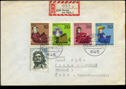 Mi 322/25 + 304 Auf Eingeschriebene Brief Nach Tschechoslowakei - Covers & Documents