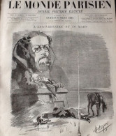 1883 LE MONDE PARISIEN - L'ANNIVERSAIRE DU 18 MARS - GIDEL - CARAN D'ACHE - LUGUE - BRISSON - THÉÂTRE DE L'ODEON - Revues Anciennes - Avant 1900