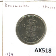 1 KRONE 1984 DANEMARK DENMARK Münze Margrethe II #AX518.D.A - Denmark