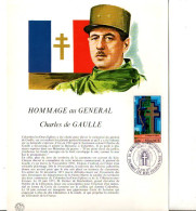 NOTICE FDC 1977 HOMMAGE A DE GAULLE - 1970-1979