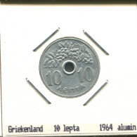 10 LEPTA 1964 GRIECHENLAND GREECE Münze #AS425.D.A - Griechenland