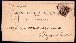 1905 6 OTT C.1 SASS.68 "AQUILA SABAUDA"USATO SU LETTERA DA CESENA  X BAGNI DI LUCCA MOLTO BELLA - Storia Postale