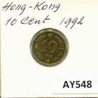 10 CENTS 1992 HONG KONG Moneda #AY548.E.A - Hong Kong