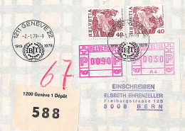 Schweiz Suisse FRAMA 1979: ERSTE FRAMA "A4" Zumstein 1.IV+2+609 Michel 1.4+2+1104v ⊙ GENÈVE 2.1.79 BIT (Zu CHF 48.00) - Postage Meters