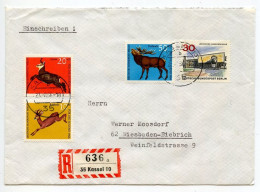 Germany, West 1966 Registered Cover Kassel To Wiesbaden-Biebrich; Berlin - Animals & Architecture Stamps - Covers & Documents