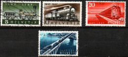 SUISSE ,SCHWEIZ,1947, MI  484 - 487,  YV, 441 - 444 , 100 JAHRE SCHWEIZER EISENBAHN, GESTEMPELT, OBLITERE - Usati