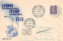 England United Kingdom Grande-Bretagne 1950: STAMP EXHIBITION LONDON 6 MAY 1950 Returned To LÜTZELFLÜH-GOLDBACH - Briefmarkenausstellungen