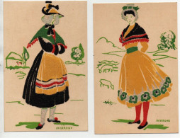 Carte Postale Costumes Régionaux Auvergne Cartes D'art Gautier Frères Habits En Feutrine (2 Cartes) - Auvergne