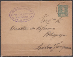 Portugal Entier Charles 1er  25r  Le17 9 1902  Cachet Pub " Diversos Artigos SANTAREM Vallée De Figueira " Pour LISBOA - Postal Stationery