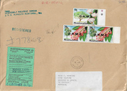 Montserrat 1980 , Samanea Saman , Triplaris Surinamensis , Flowers , Customs Label - Sonstige & Ohne Zuordnung