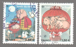 FRANCE 2019 ANNEE DU COCHON PETIT FORMAT OBLITERE YT 5296 + 5298 - Used Stamps