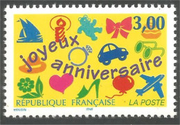 360 France Yv 3046 Joyeux Anniversaire Happy Birthday MNH ** Neuf SC (3046-1) - Ungebraucht