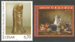 361 France Yv 3104-3105 Arts Cesar Chardin MNH ** Neuf SC (3104-3105-1) - Neufs