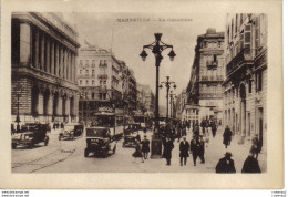 13 MARSEILLE La Canebière Animée Tramway Tram PUB Phoscao Chocolat LOUIT Autos Voitures "Phocéa" VOIR DOS - Canebière, Centro