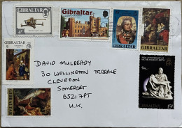 GIBRALTAR 2000, COVER USED,1987 CANON BOFORS, MICHAEL ANGELO, ST. JAMES PALACE,1978 CHRISTMAS, RUBEN'S PAINTING, 7 DIFF - Gibilterra