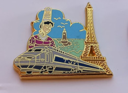 N436 Gros Pin's SNCF TGV Train Gris Tour Eiffel Phare Bretagne Bigourdine  Ballard Achat Immédiat - TGV