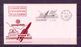 Espace 1991 - France - Frankreich LTC Y&T N°EMA1991 03 01 - Michel N°BFS1991 03 01- 1er Jour Flamme Ariane 5 Aux Mureaux - Europe